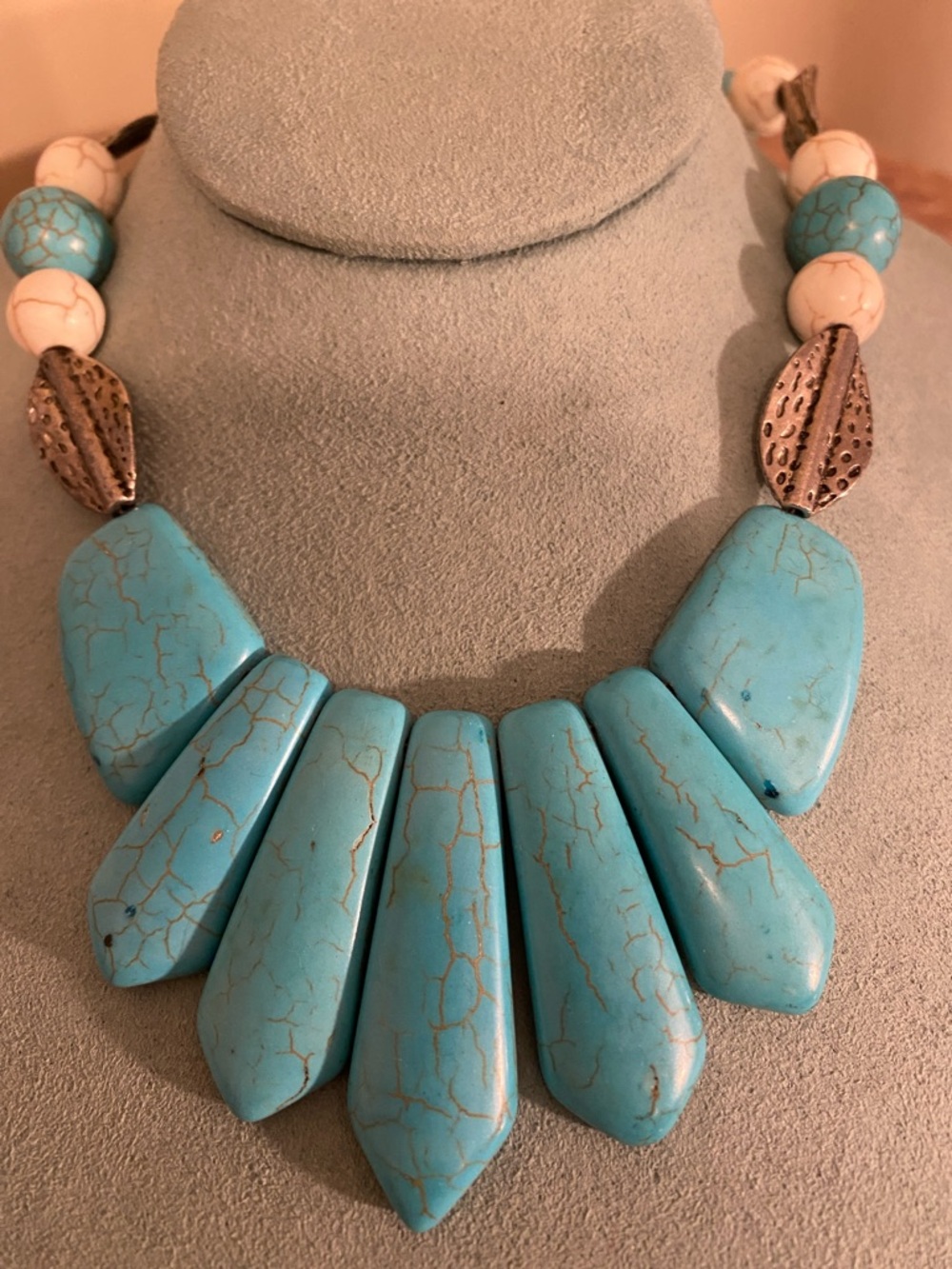 Turquoise Statement Bib Necklace - Blue Gemstone Style